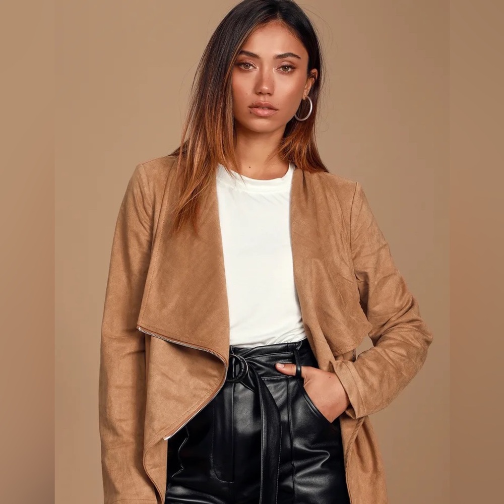 COPY - Lulu’s Tan Vegan Suede Moto Jacket